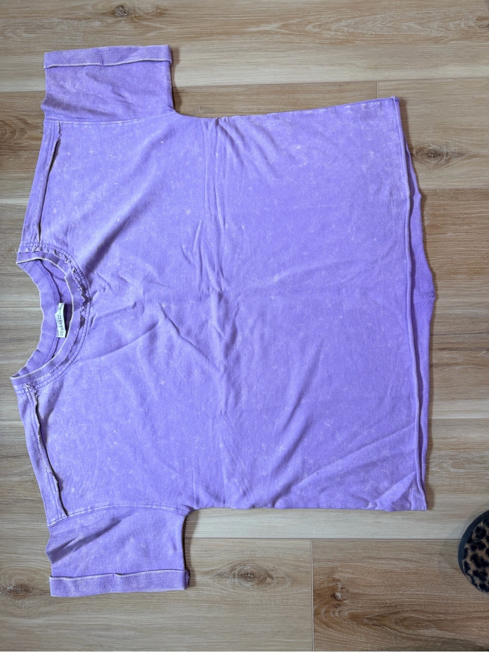 Zenana Outfitters Purple Mineral-Wash Crew Tee 100% cotton size s/m